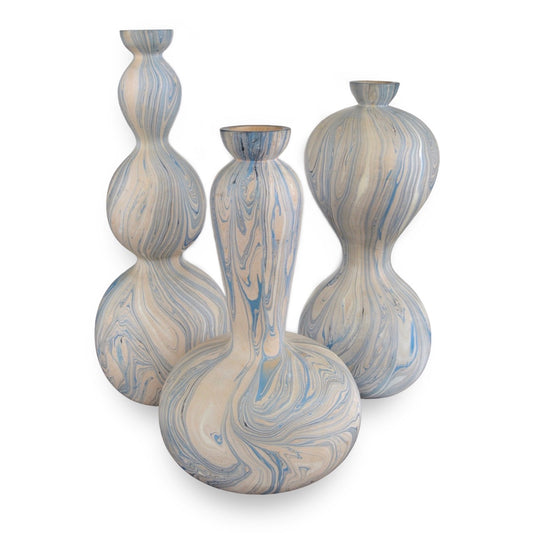 The Calm Sea Marbleized Vase Set by Currey & Company | Luxury Vases, Jars & Bowls | Willow & Albert Home