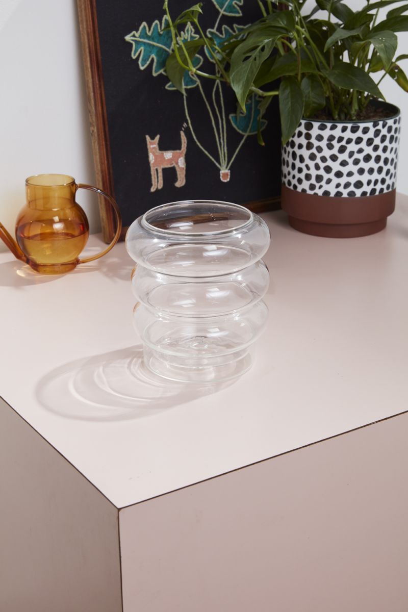 The Stacked Rings Glass Pot With Saucer by Accent Decor | Luxury Vases | Willow & Albert Home