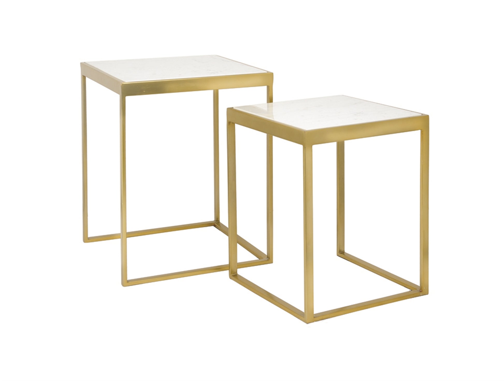 The Brass & Marble End Tables Set of 2 by BIDKhome | Luxury Accent Tables | Willow & Albert Home
