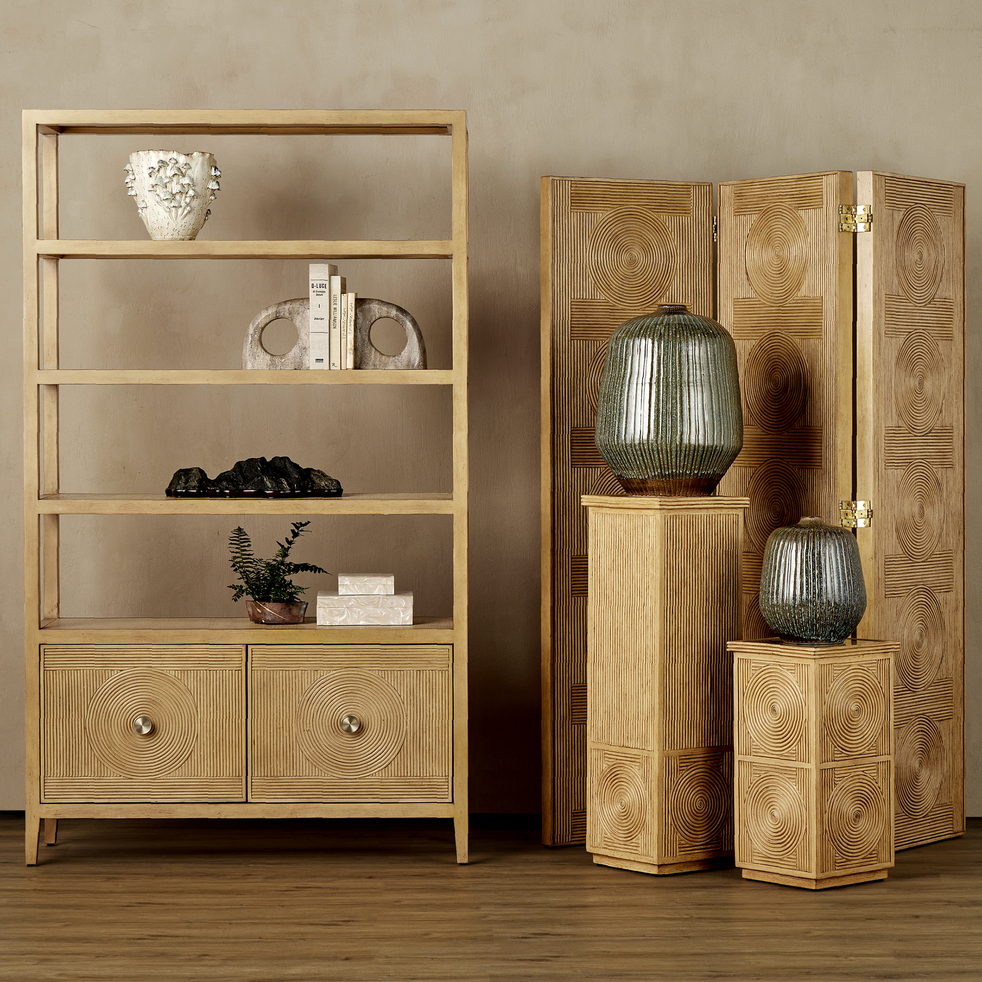 The Santos Sea Sand Storage Etagere by Currey & Company | Luxury  | Willow & Albert Home