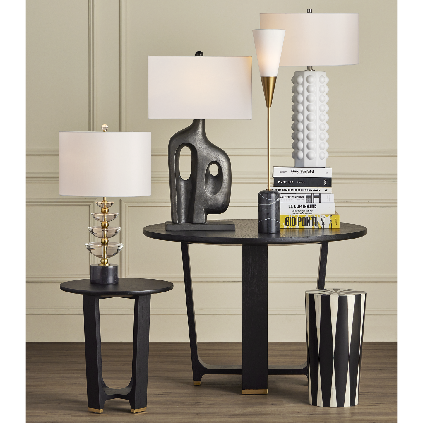 The Martini Black Torchiere Table Lamp by Currey & Company | Luxury Table Lamps | Willow & Albert Home