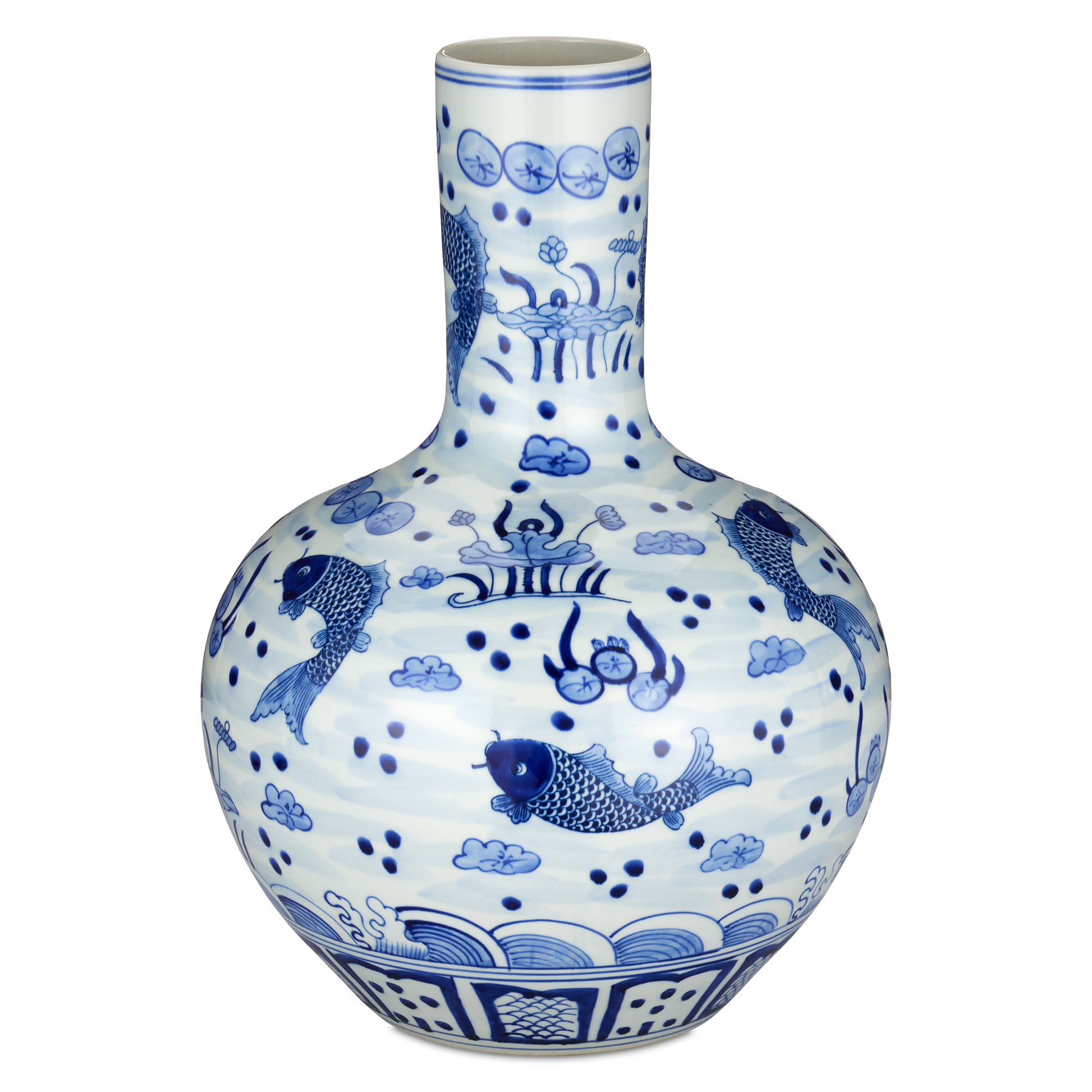 The South Sea Blue & White Large Long Neck Vase by Currey & Company | Luxury  | Willow & Albert Home