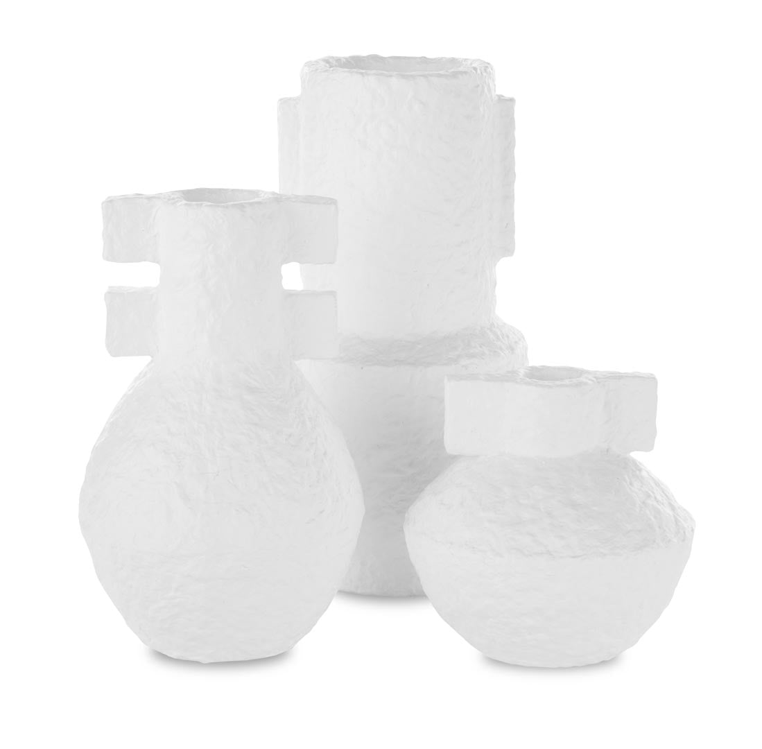 Aegean White Vase Set of 3 by Currey & Company | Luxury Vase | Willow & Albert Home