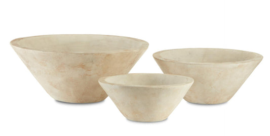 Cottage Beige Bowl Set of 3 by Currey & Company | Luxury Decor | Willow & Albert Home