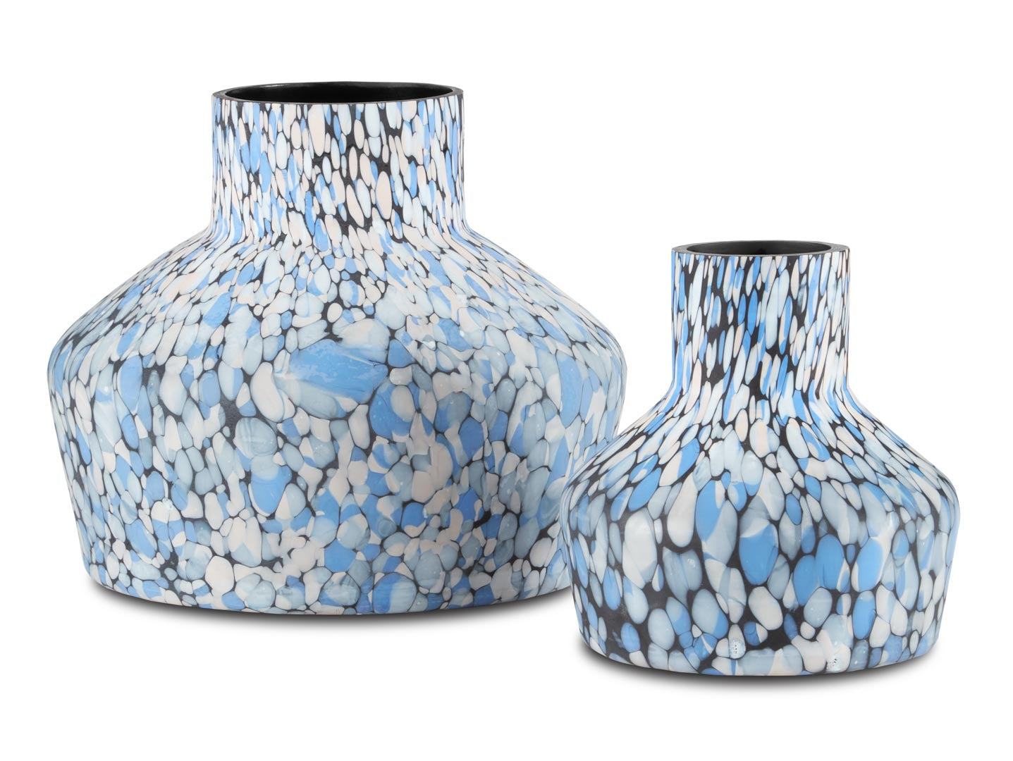 Niva Blue Confetti Vase Set of 2 | Currey & Company | Decor | niva-blue-confetti-vase