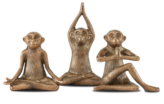 Zen Monkey Set of 3 by Currey & Company | Luxury Decor | Willow & Albert Home