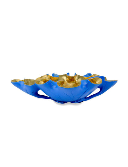 Wrapped Lotus Leaf Lapis Blue Bowl by Currey & Company | Luxury Decor | Willow & Albert Home
