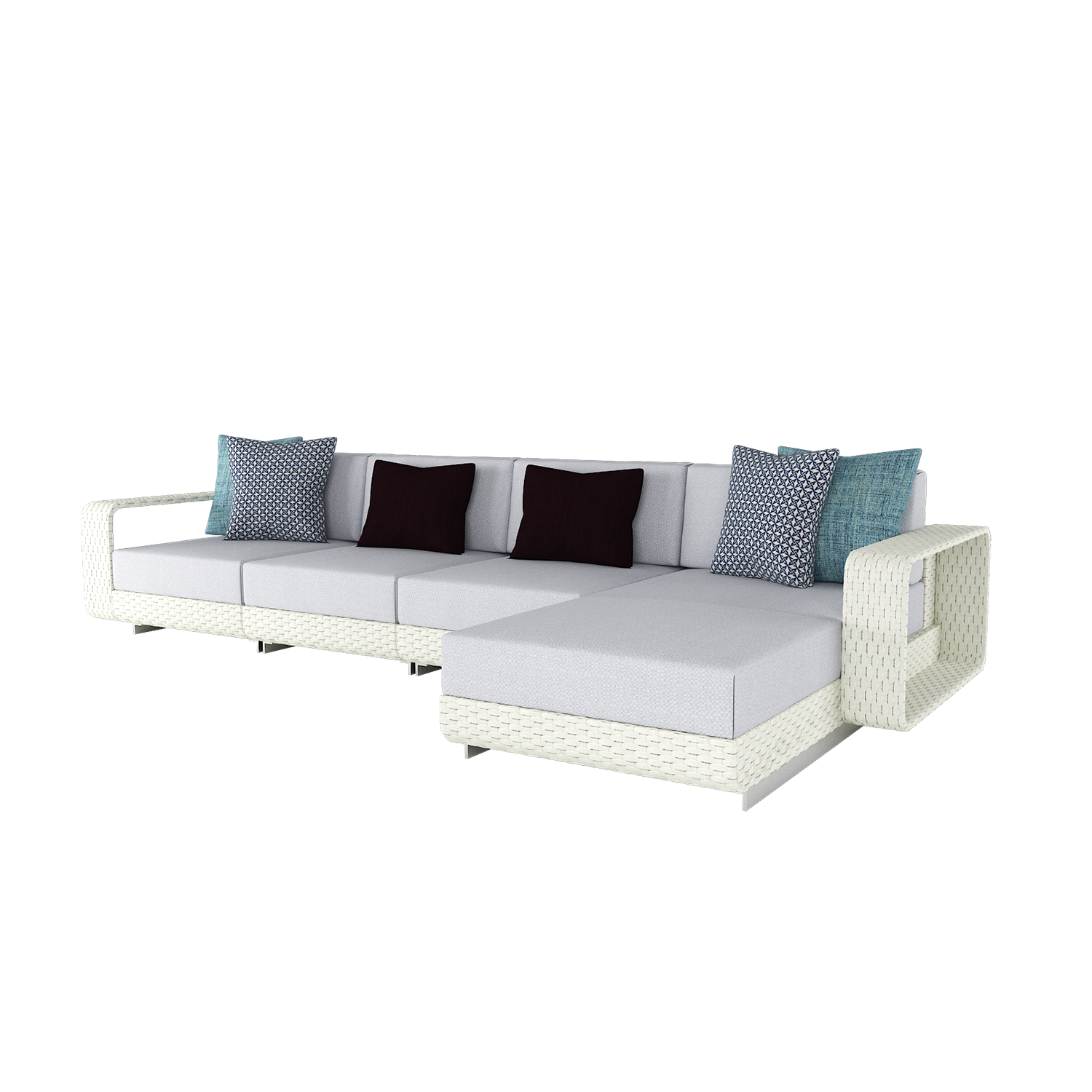 Hamptons Outdoor 3 Cushion Sofa with Chaise Lounge | Roberti | outdoor sofas | hamptons-outdoor-3-cushion-sofa-with-chaise-lounge